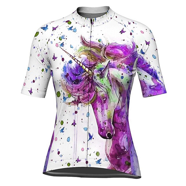 Women's Cycling Jersey Unicorn Short Sleeve Bike Jersey Top