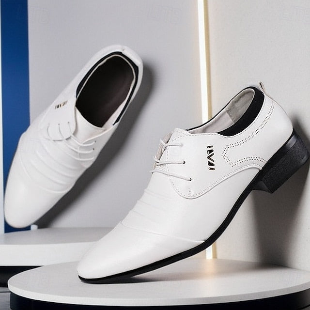 Men's White Shoes for Formal - Lace-Up Elegant