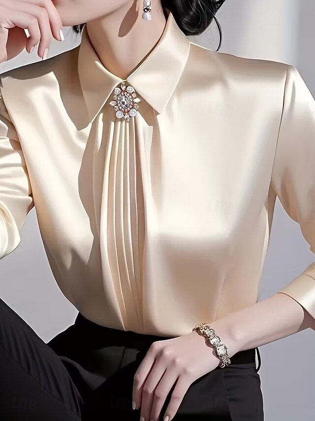 Women's Shirt Blouse Ruched Plain Stylish Basic Classic