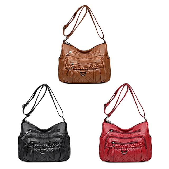 PU Damen Schultertasche Leder Crossbody Hobo
