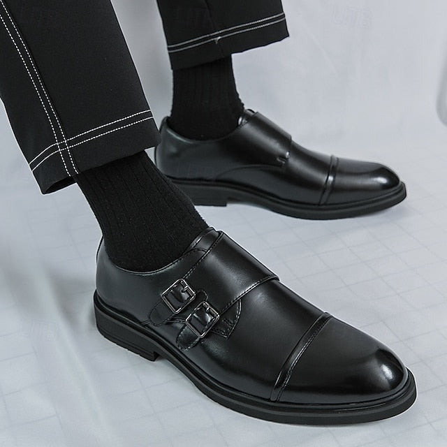 Shoes Leather Brown Monk Strap – Men's Double Faux