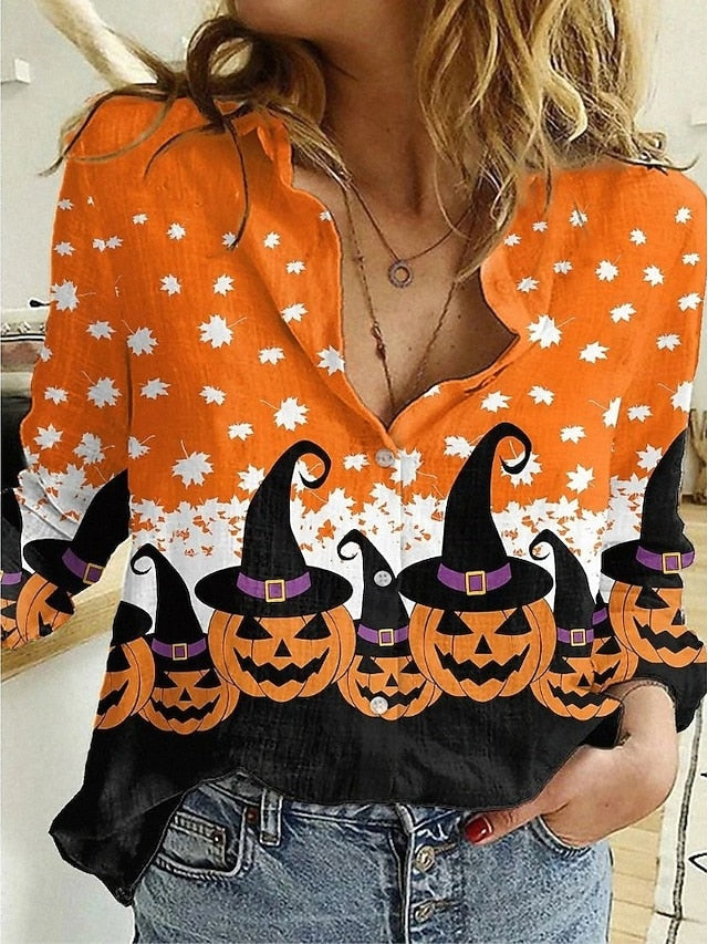 Women's Shirt Linen Like Breathable Lightweight Skulls