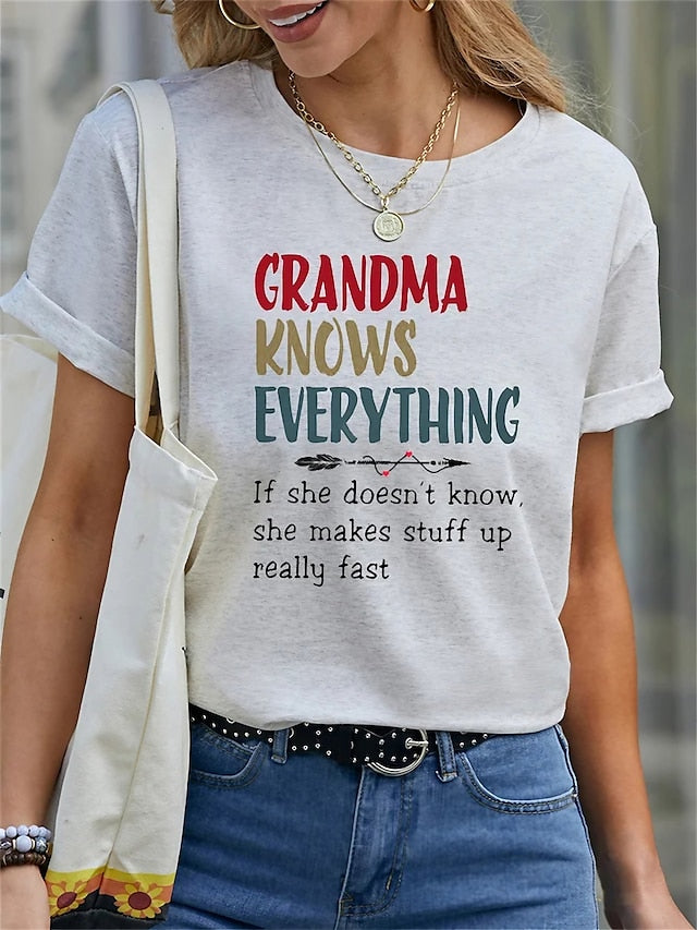 Women's T Shirt Basic Letter Print Short Sleeve Regular