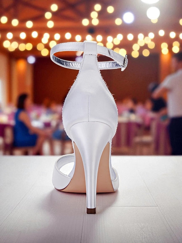 Women's Sandals Purple Rhinestone with Heel High Satin