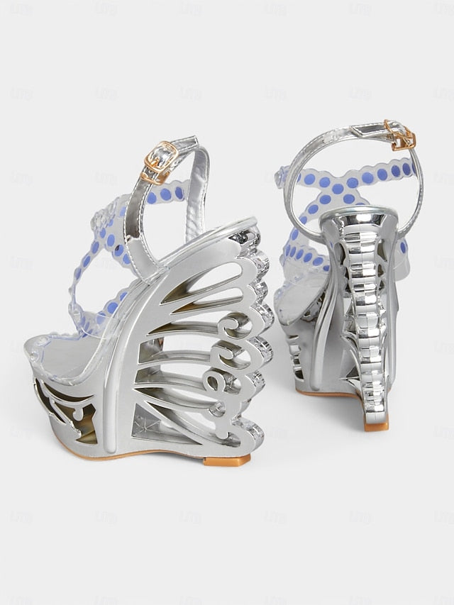 Rhinestone for Sandals Silver Elegant Stiletto – Dance Women