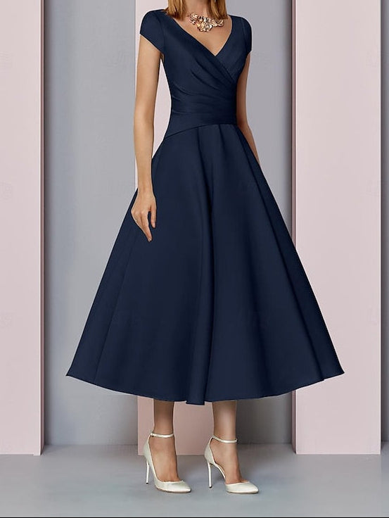 Neck Wedding A-Line of Bride Dress Guest the Elegant V Mother