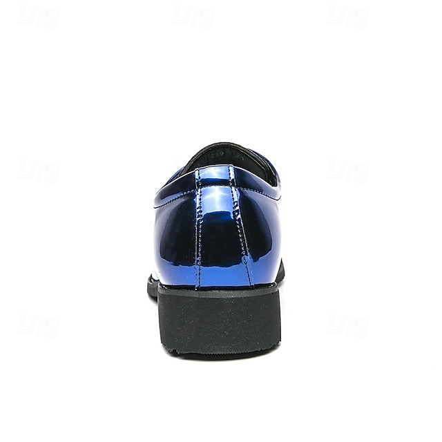 Formal for Green Leather Patent Shoes Glossy Men Lace-Up –