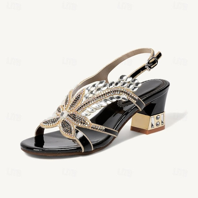 Party Shoes Rhinestone Round Wedding Sandals Women's Toe