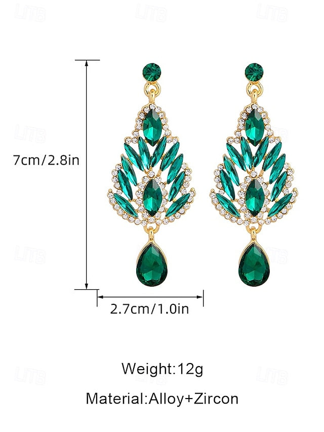 – Women's Emerald Crystal Drop Earrings Green