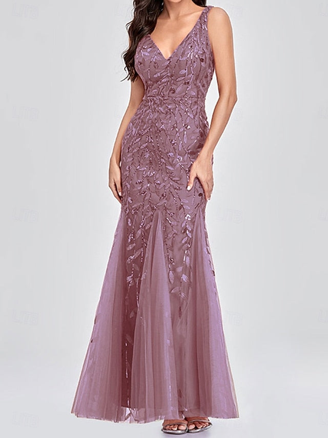 of Party Floor Elegant Mother Bride the Neck V Dress