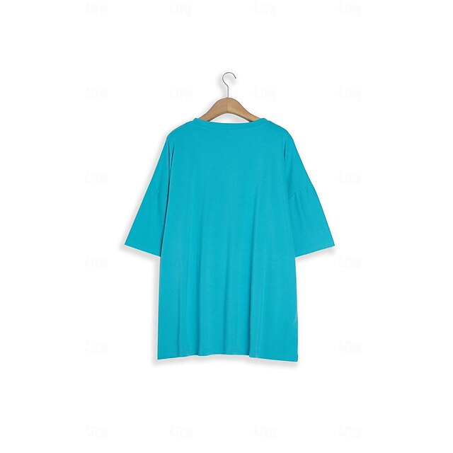 Women's Clothing Basic Oversized Round Neck T-shirts Plain