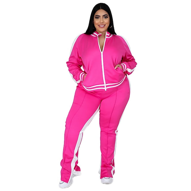 Women's Tracksuit Sweatsuit Drawstring 2 Piece Striped
