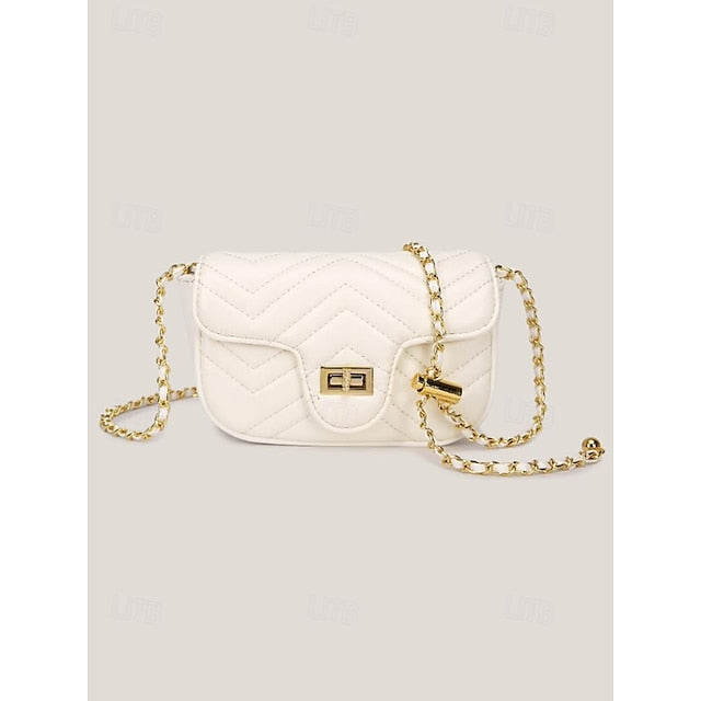 Sac bandoulière en cuir blanc pour femme avec chaîne dorée élégante