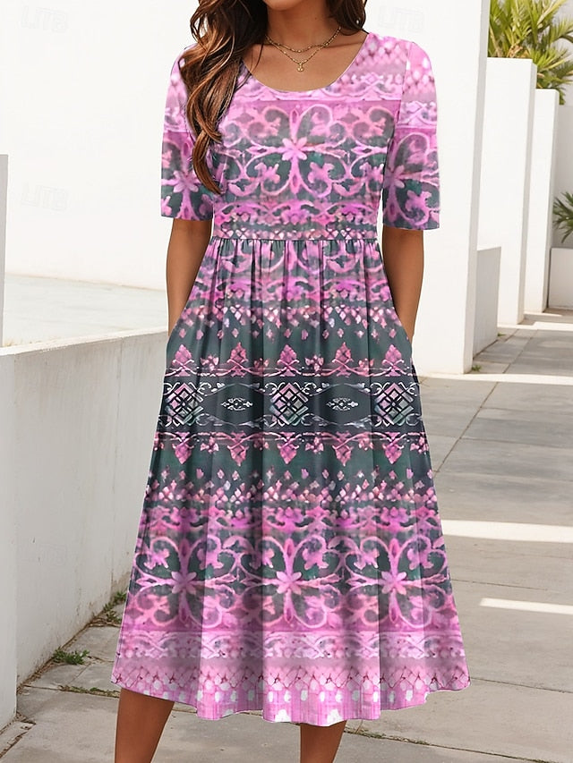 Women's Midi Dress Summer Dress Pleated Dress Vacation