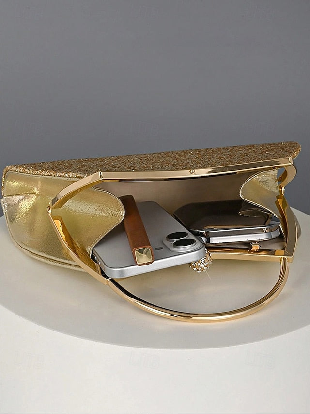 Women's Glitter Sequin Top Handle Clutch Bag, Sparkling