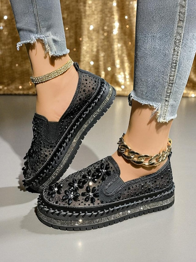 Embellished Mesh Slip-On with Women's Rhinestone Sneakers