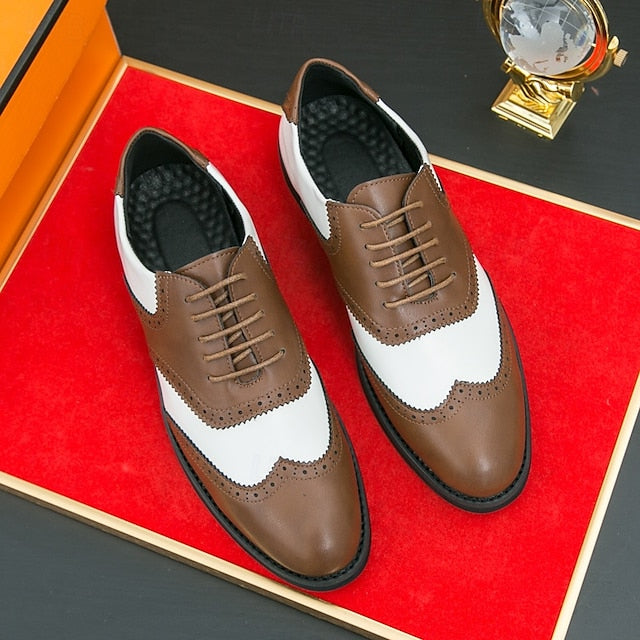 Shoes Brogue in Two-Tone Men's and White Oxford Wingtip