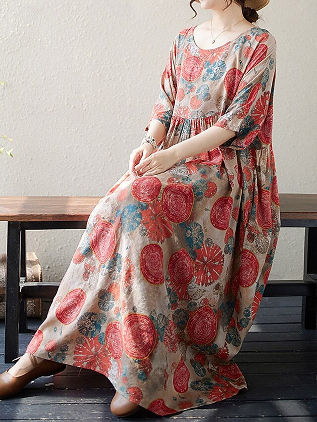 Women's Maxi Dress Cotton Blend Casual Dress Basic Casual