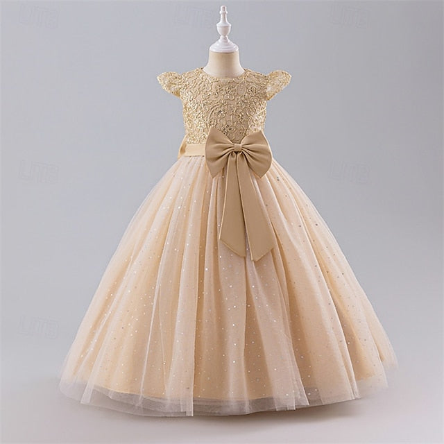 Dress Kids Party Color Block Girl Girls' Flower