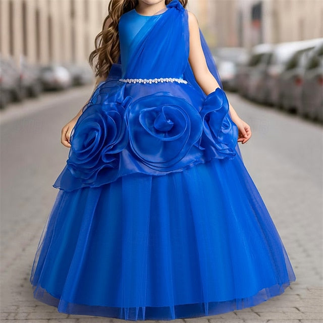 Girls' Party Cosplay Color Dress Solid Kids