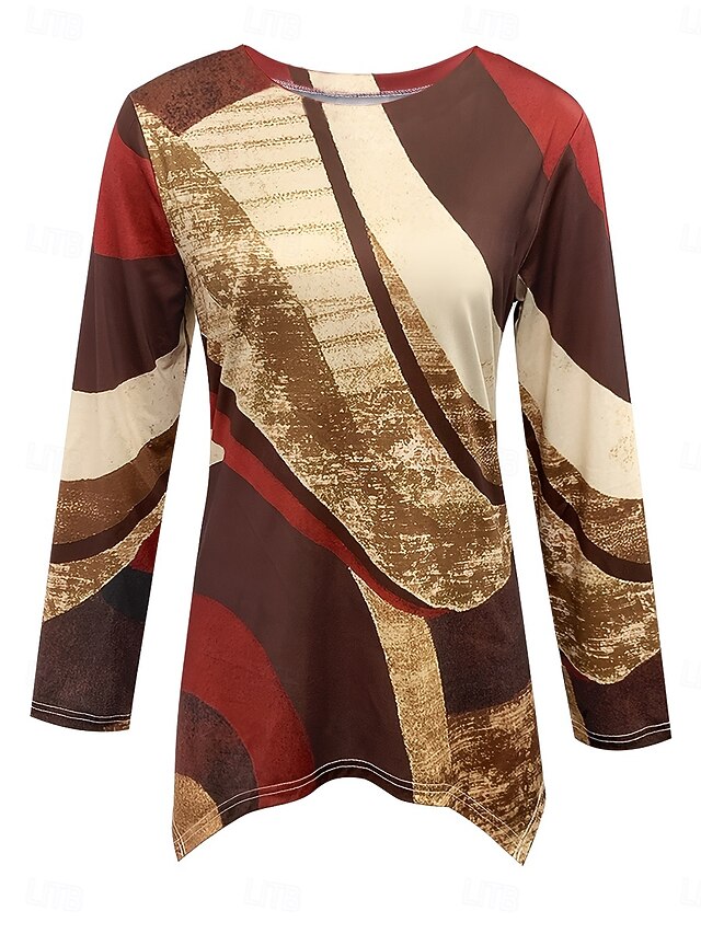 Women's T Shirt Print Asymmetrical Graphic Geometric