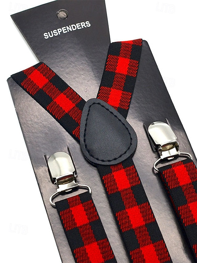 Tie Set Plaid Bow Men's and Christmas Adjustable Suspender