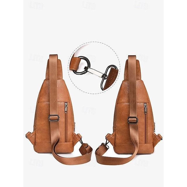 Sac bandoulière en similicuir marron pour femme