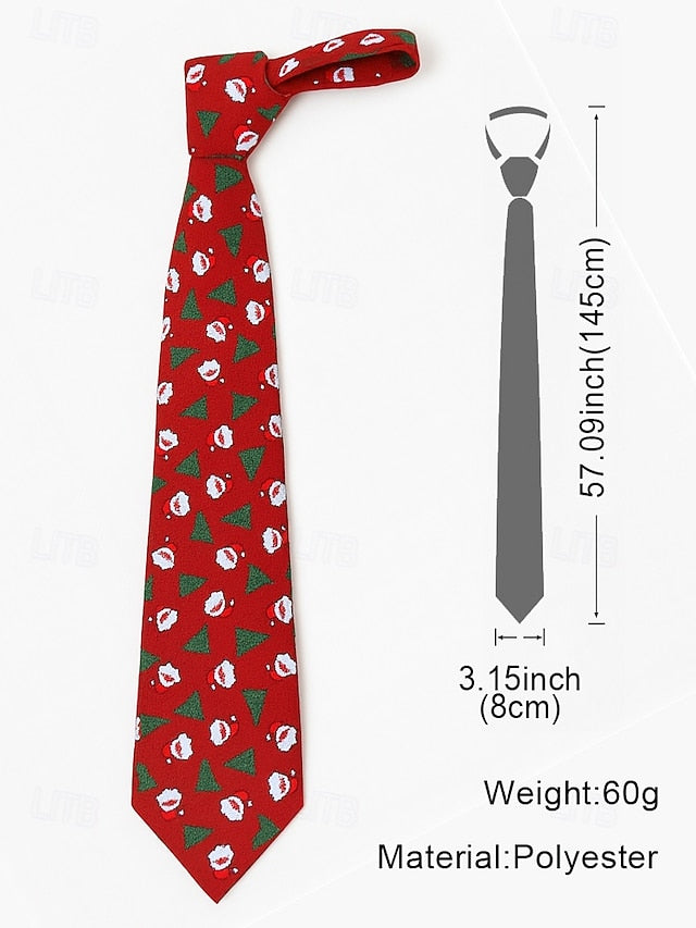 Polyester Tree Tie and Men's Silk – Fun Santa Christmas