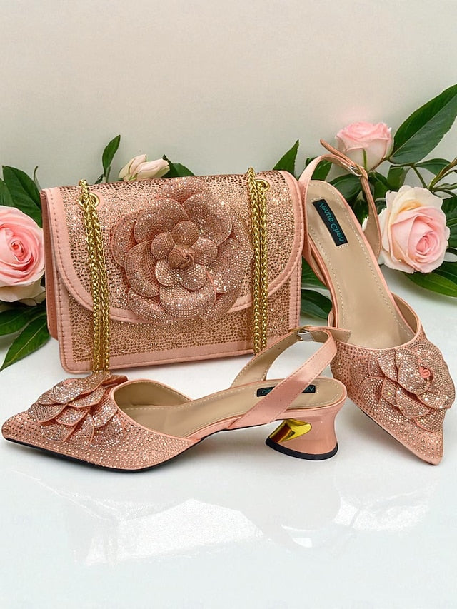 Gold Pumps Slingback Matching with Women's Rhinestone