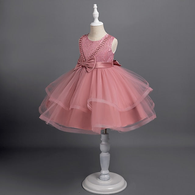 Dress Sleeveless Girls' Solid Color Party Toddler