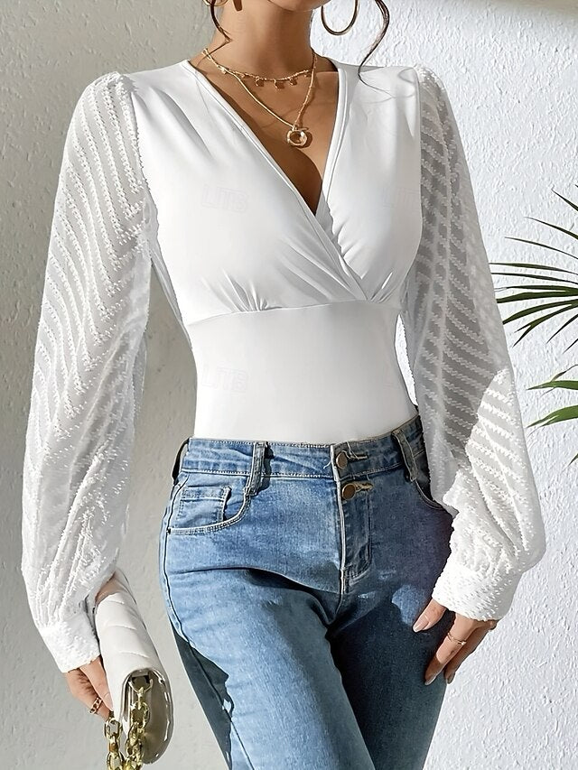 Women's Blouse Patchwork Plain Stylish Classic Modern Long