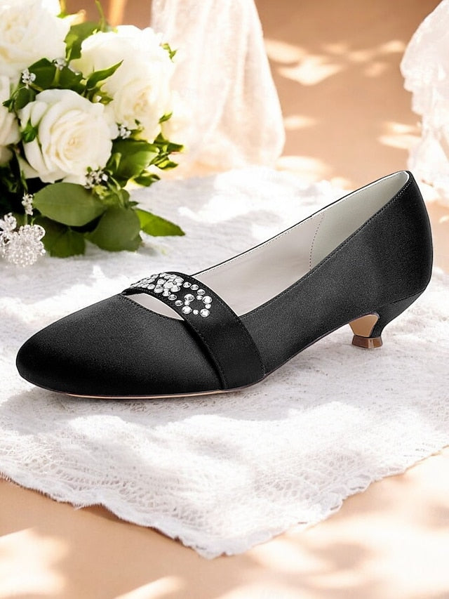 Kitten Women's Satin with Blue Heels Rhinestone