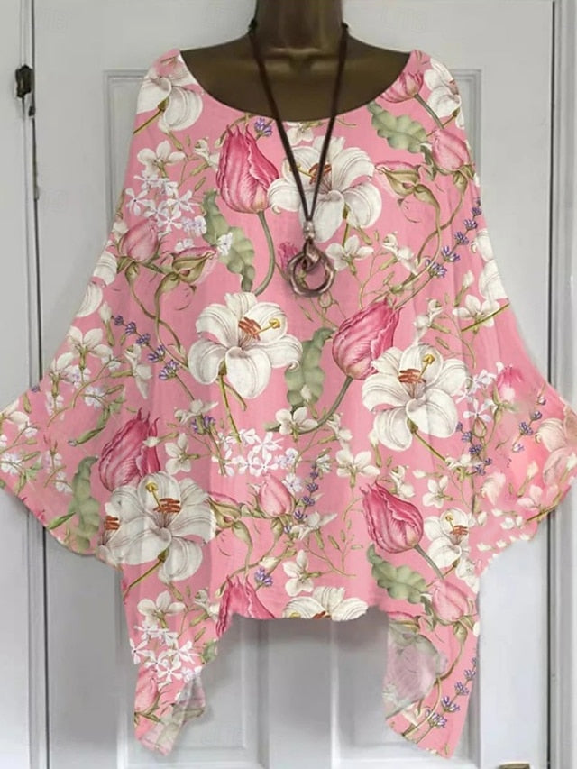 Women's Boho Shirt Floral Graphic Elegant Bohemia Active