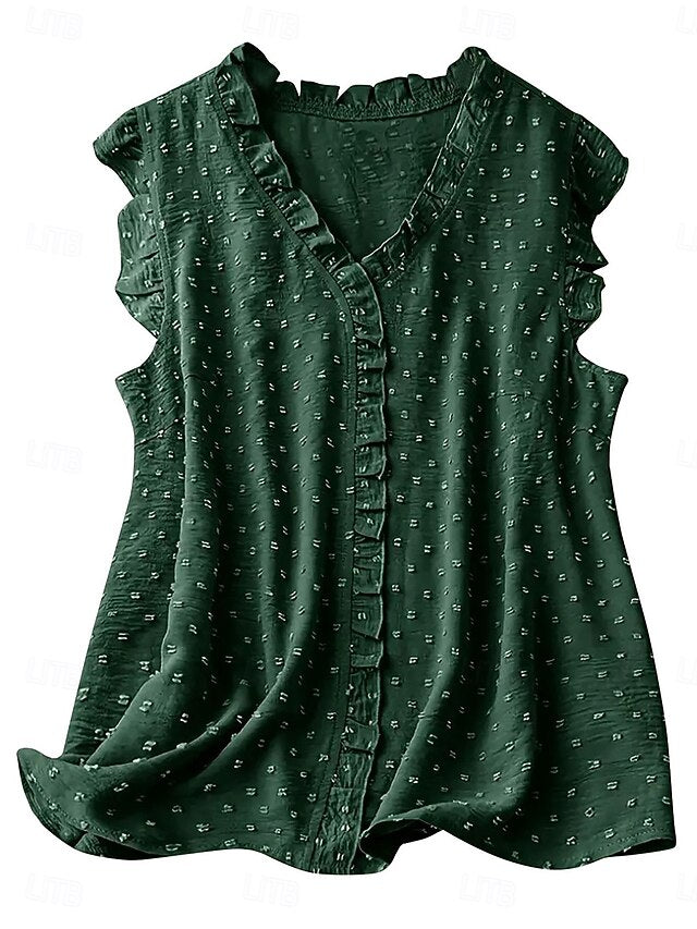 Women's Blouse Camisole Tank Top Ruffle Patchwork Solid