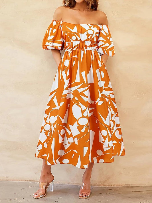 Women's Casual Dress Floral Leaf Backless Print Off