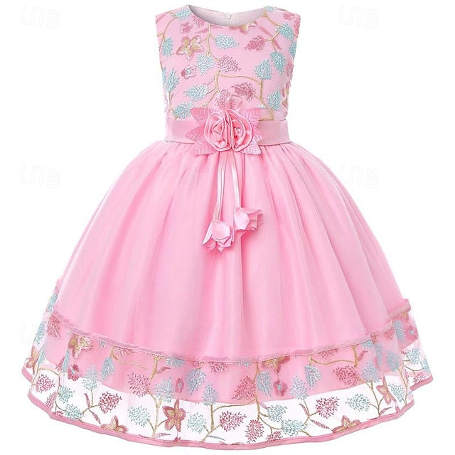 Party Dress Girl 3D Sleeveless Flower Girls'