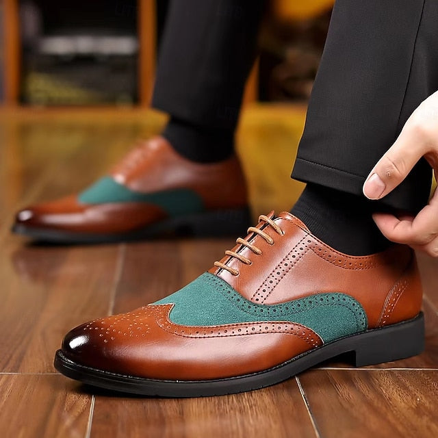 Shoes in and Green Oxford Wingtip Brown Men's Two-Tone –