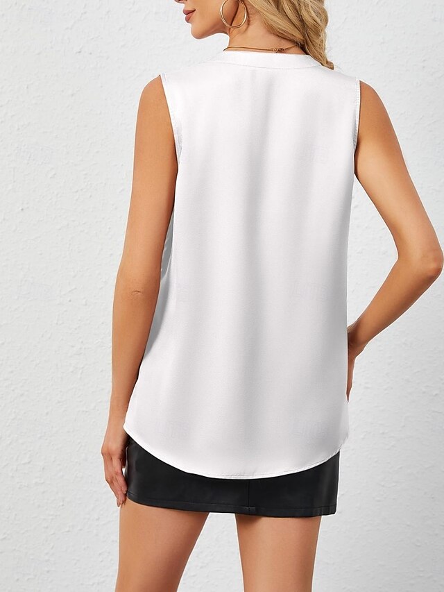 Women's Shirt Blouse Sleeveless Shirt Plain Stylish Classic