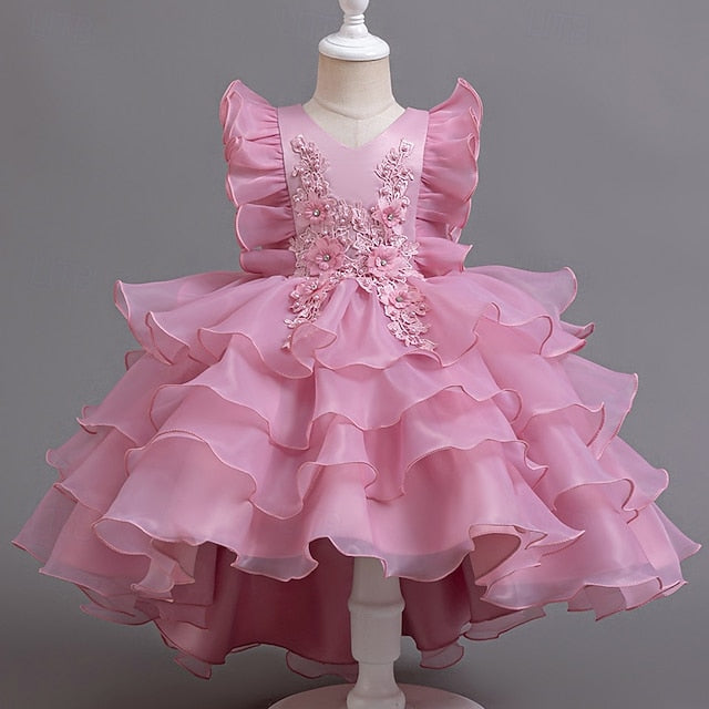 Dress Floral Kids Girls' Asymmetrical Party