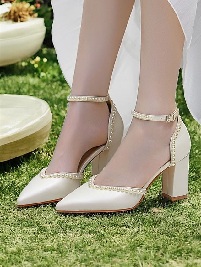 Wedding Women's Heels Elegant Pearl-Embellished