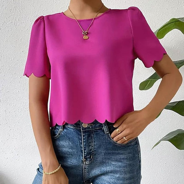 Shirt Blouse Women's Dusty Rose Blue Orange Plain Sexy