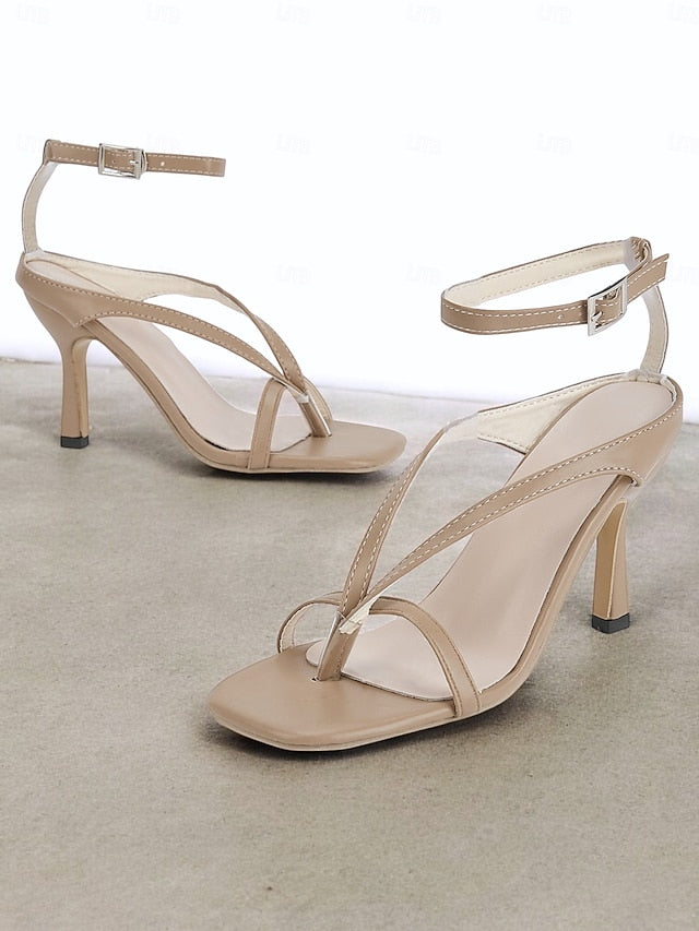 White Elegant Women's Stiletto Sandals Strappy –