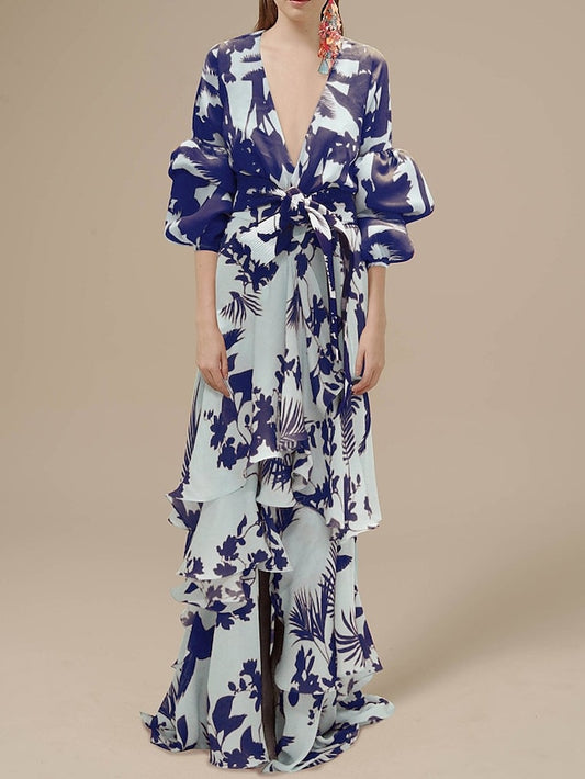 A-Line Floral Dress Beach Wedding Summer Maxi Dresses for Women