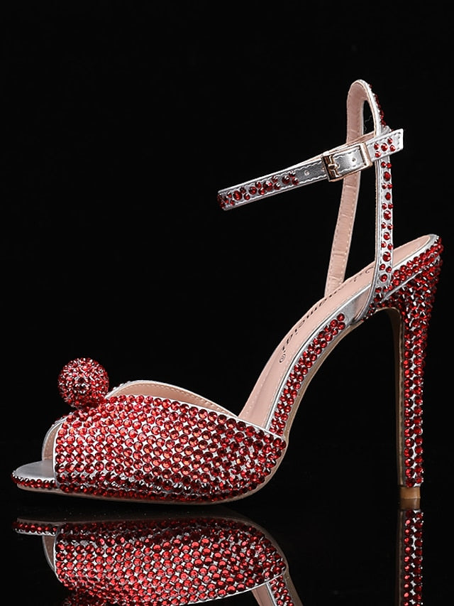 with Stiletto Embellished Heel Rhinestone Sandals Women's