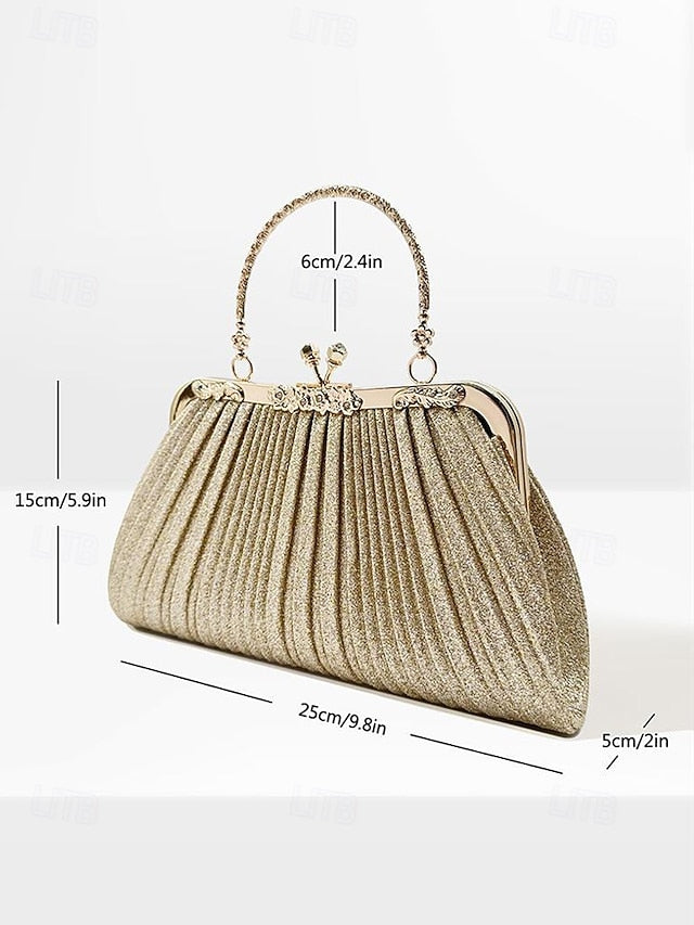 Women's with Evening Purse Clutch Vintage Glitter Pleated