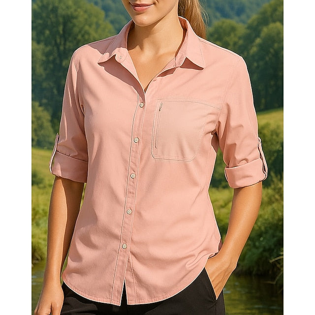 Women's Casual Shirt Hiking top Long Sleeve Turndown Top
