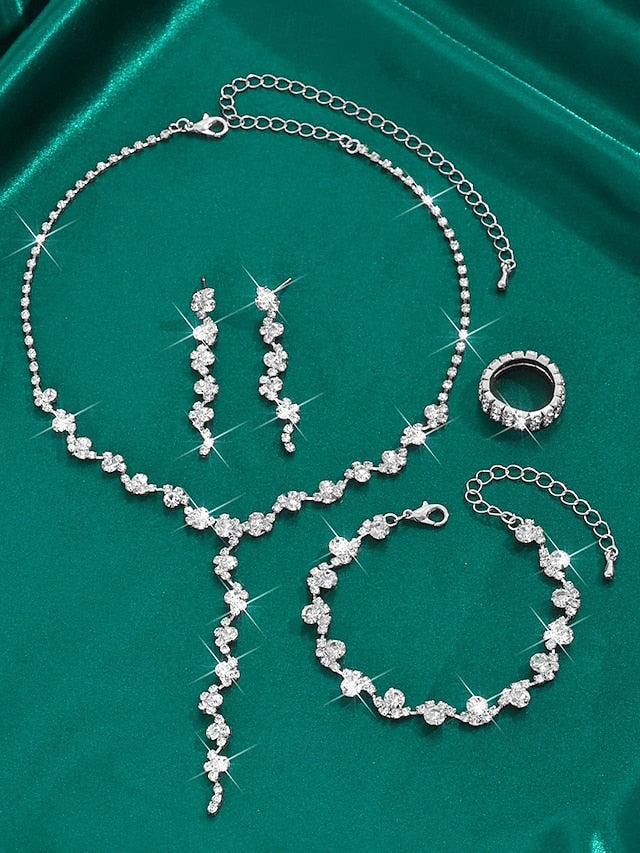 Jewelry Rhinestone Gold Set Elegant Necklace –