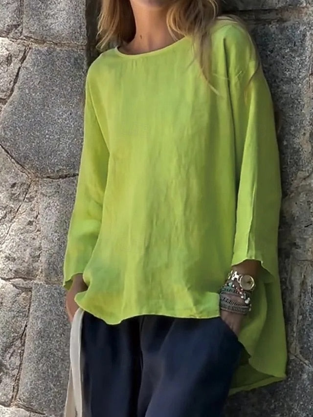 Women's Blouse Asymmetric Hem Solid Color Active Casual