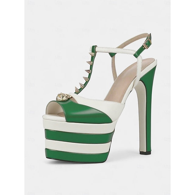 Women's Metallic Heels Platform Edgy and High - Gold Silver