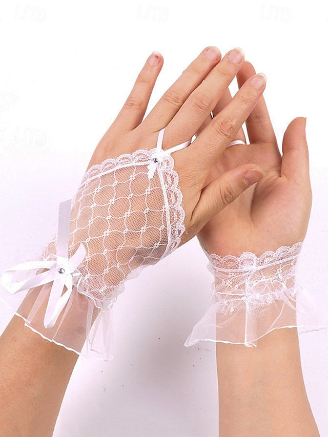 Elegant Gloves Wedding White Fingerless Bridal Lace –